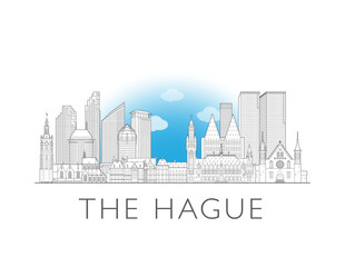 The Hague Netherlands cityscape illustration skyline drawing