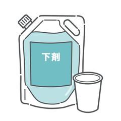 大腸カメラ検査用の下剤（腸管洗浄剤）とコップのイラスト