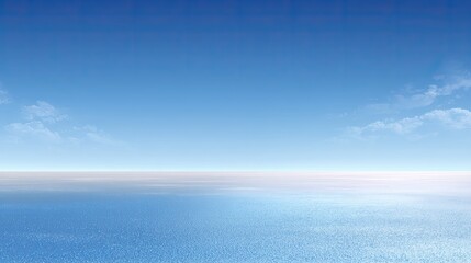 Obraz premium Serene Horizon View Over Calm Ocean Waters with Clear Blue Sky and Soft White Clouds Under Bright Sunlight in Tranquil Natural Environment