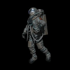 Fototapeta premium Astronaut in space suit on black background