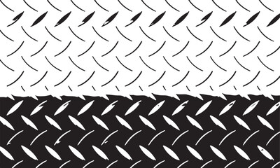 Diamond plate metal texture pattern in black and gray on transparent background