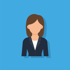 Businesswoman Icon Flat Vector on Blue Background