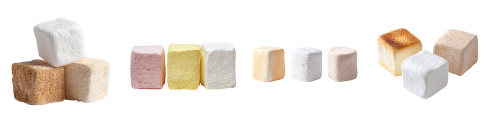 Assorted colorful sugar cubes arranged artistically on transperent&nbsp;background
