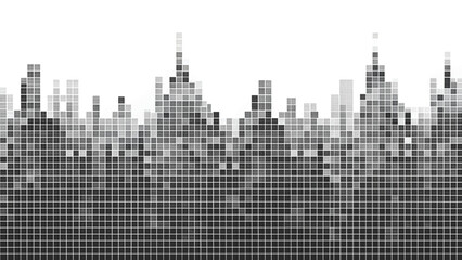 pixelated city skyline made of small squares vector background 