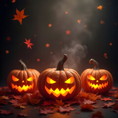 Spooky pumpkins light up the halloween night