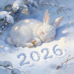 Cozy rabbit heralds winter in the new year