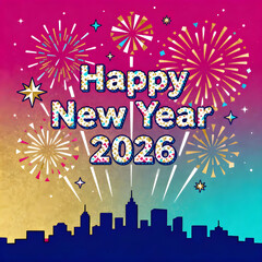 Happy new year 2026 fireworks celebration