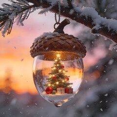 Magical christmas acorn captures festive holiday spirit