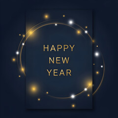Happy new year greeting card with glowing lights