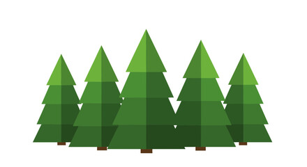 Flat Design Coniferous Pine Trees Set Vector Illustration