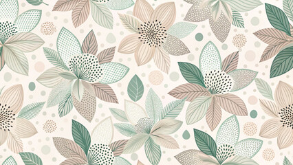 Seamless floral pattern with abstract petal shapes. Soft cream vector background 