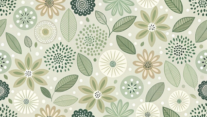 Seamless floral pattern with abstract petal shapes. Soft cream vector background 