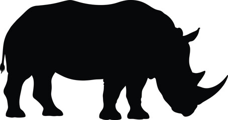 Rhino silhouette vector illustration, wild animal black shape artwork, endangered species design, wildlife conservation concept for safari, nature, and environmental protection themes © Shuda