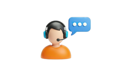Customer Service Representative with Chat Bubble Icon