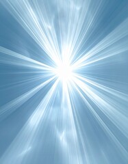 Radiant White Light Bursting Outward in Abstract Pattern on Pale Blue Background