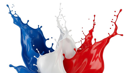 Vibrant liquid splashes in blue white and red colors