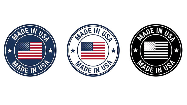 Made in usa label with american flag