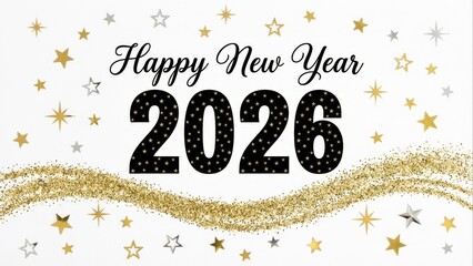 Celebrate new year 2026 with sparkling stars and festive greetings