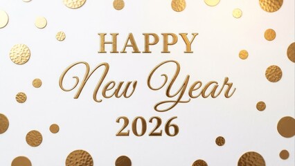 Golden new year celebration text with festive dots and year 2026