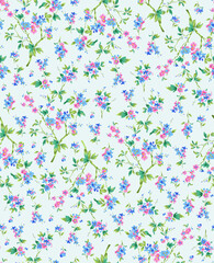 Watercolor Floral Seamless Pattern for Fabric and Wallpaper Design	
