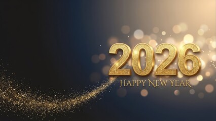 Golden new year 2026 celebration with sparkling dust effect
