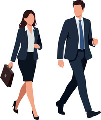 Business People Walking Flat Design Minimal Illustration Isolated Objects
