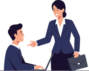 Business Teamwork Flat Design Blue Suits White Background People Working Together