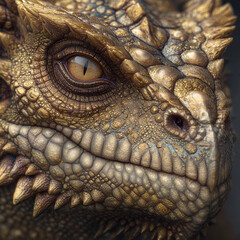 Naklejka premium Detailed close-up of a textured bearded dragon's face, Chinese New Year 