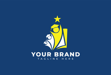 Students Graduation, Success People, hat, Education logo template design concept.