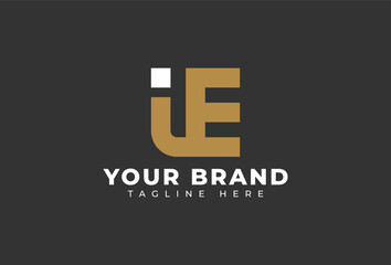 square linked letter i e simple logo design elements