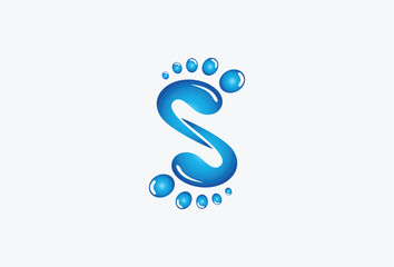 letter s with footprint icon logo design elements
