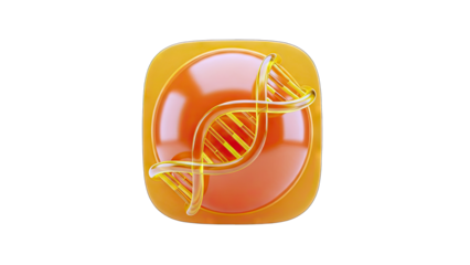 DNA Helix Icon in Orange Circle - Science Concept
