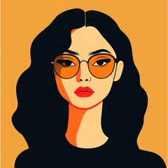 Stylish woman with dark hair and bold sunglasses