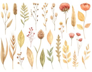 Watercolor floral and botanical illustration collection