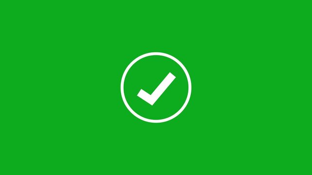A white checkmark inside a white circle on a vibrant green background with subtle radiating lines tick