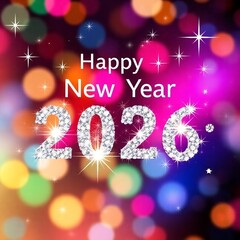 Happy New Year  beautiful sparkling design 2026 greeting card 
