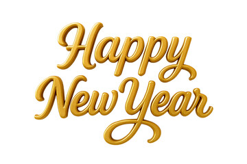 Fototapeta premium Gold 3D Happy New Year lettering