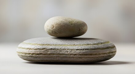 Stacked stones on a neutral background showing balance and simplicity