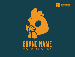 chicken head logo or icon design illustration