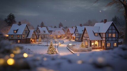 Happy Christmas Eve Celebration Bundle Cozy Winter Village Night Scenic Holiday Dinner Decor and Festive Gift Box Art