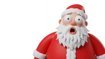 Funny Cartoon Santa Claus with Wide Eyes and Open Mouth.