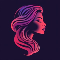 Elegant woman's profile with stylized, flowing, gradient hair