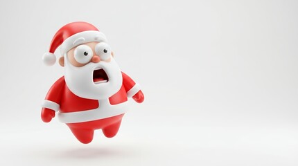 Surprised Cartoon Santa Claus Character with Wide Eyes and Open Mouth.