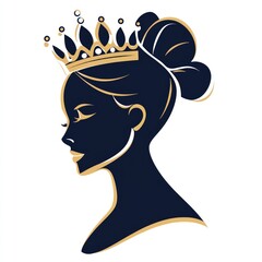 Queen's silhouette, crown, elegant, refined, sophisticated