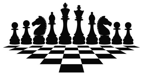 Set of Figures for Chess, a professional vector pack including kings, queens, rooks, bishops, knights, and pawns for strategic board game illustrations