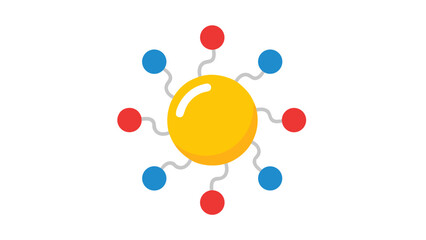 Abstract Sunburst with Red and Blue Dots Icon
