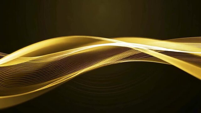 Elegant motion of golden lines and waves flowing over a dark background, perfect for luxury or technology concepts.