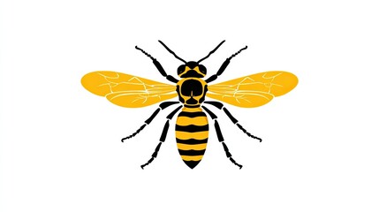 Obraz premium Stylized illustration of an insect with black and yellow stripes displayed against a white background