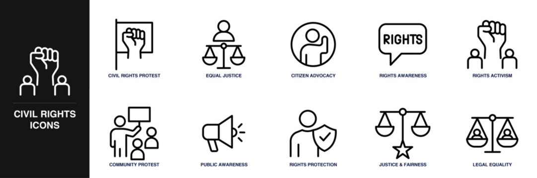Civil Rights Line Icon Set