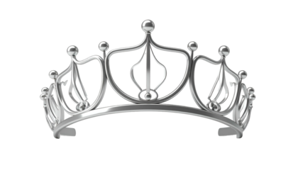 A silver crown rendered against a black background, with ornate swirls and upright posts